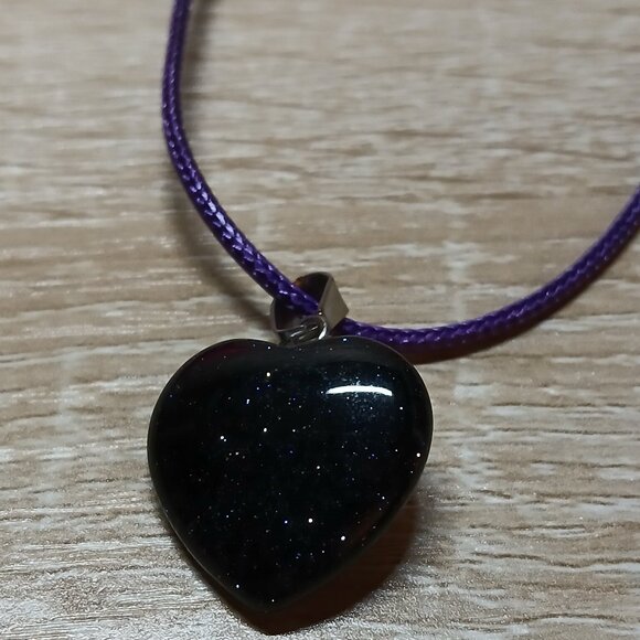 NWOT Fashion Necklace Purple Starry Patterned Heart Pendant Jewelry #28 - Picture 1 of 7